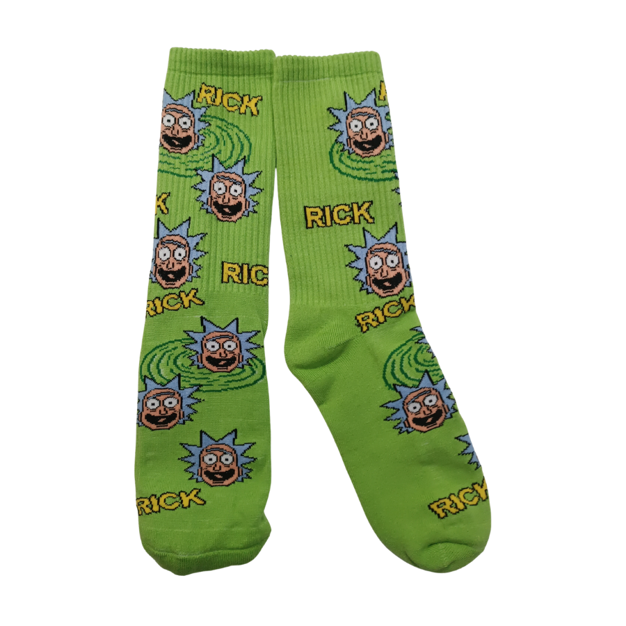 Medias Tejidas Rick and Morty fondo verde - Cosmic Socks