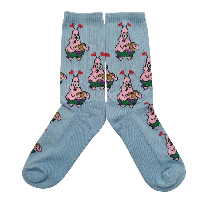 Medias Tejidas Patricio fondo celeste - Cosmic Socks