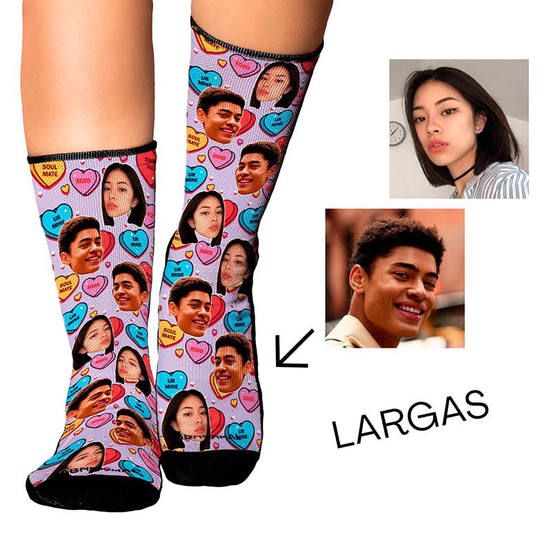 Medias Personalizadas -  San Valentín- Sweethearts - Caramelos
