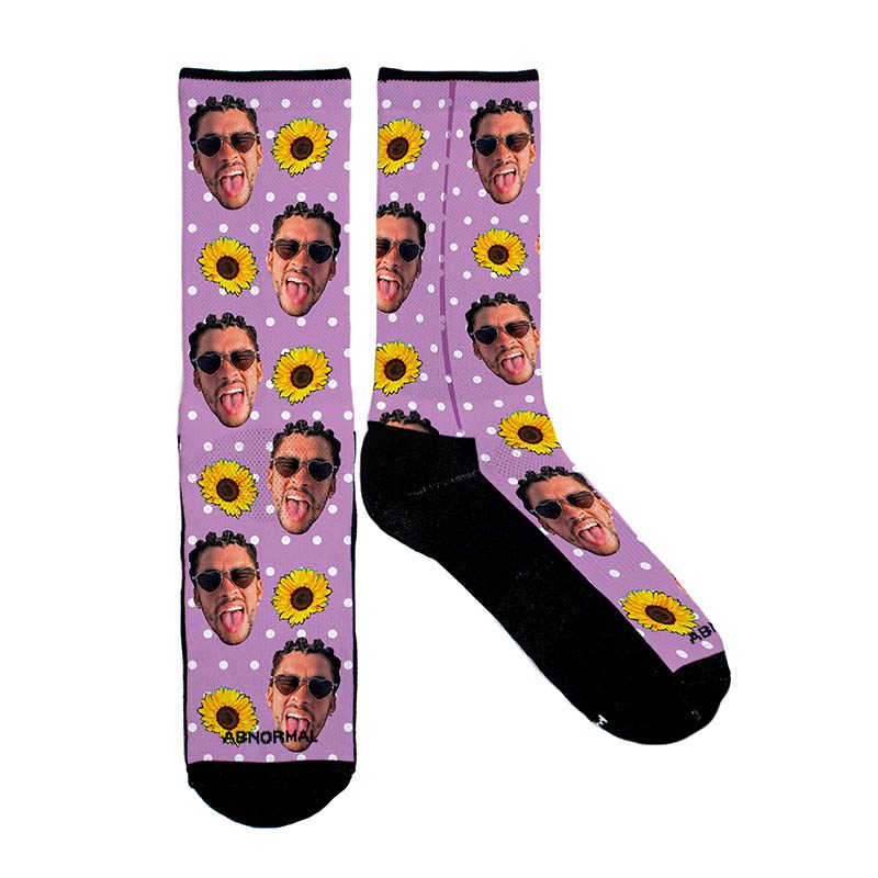 Medias Largas Bad Bunny Girasol - Fondo Lila