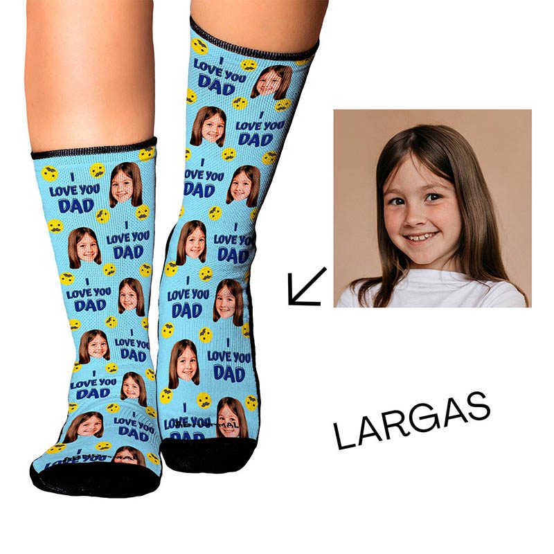 Medias Personalizadas I Love Dad - Te Amo Papá - Talla Adulto