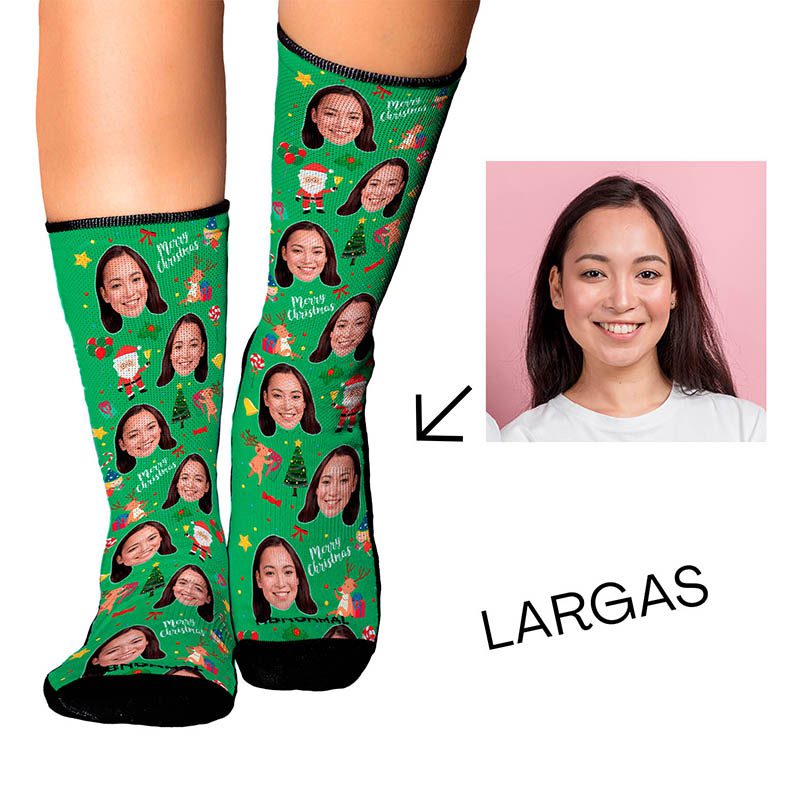 Medias Personalizadas Navidad - Renos y Papa Noel