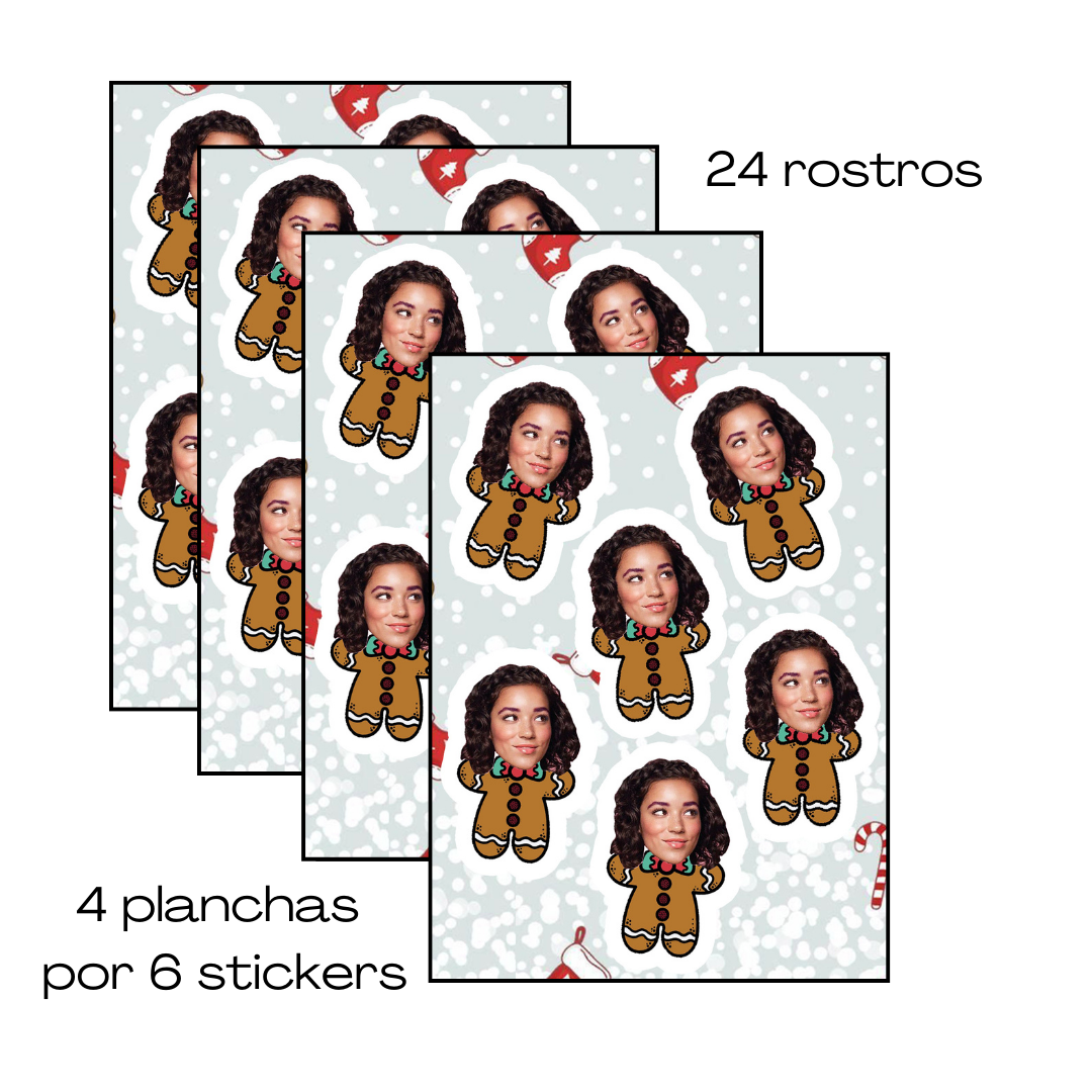 sticker personalizados rostros pegatinas navidad galleta