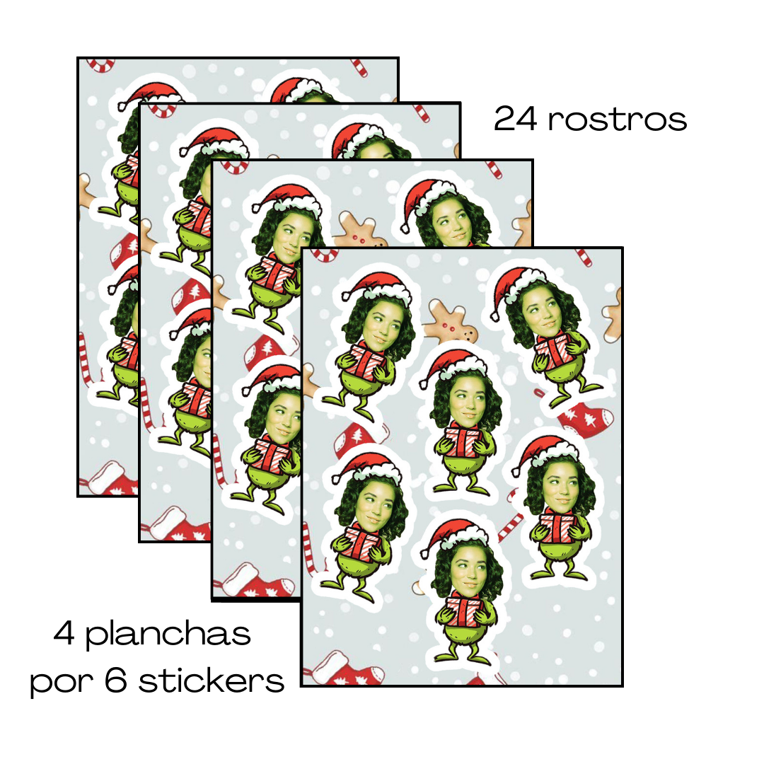 sticker personalizados rostros pegatinas navidad grinch