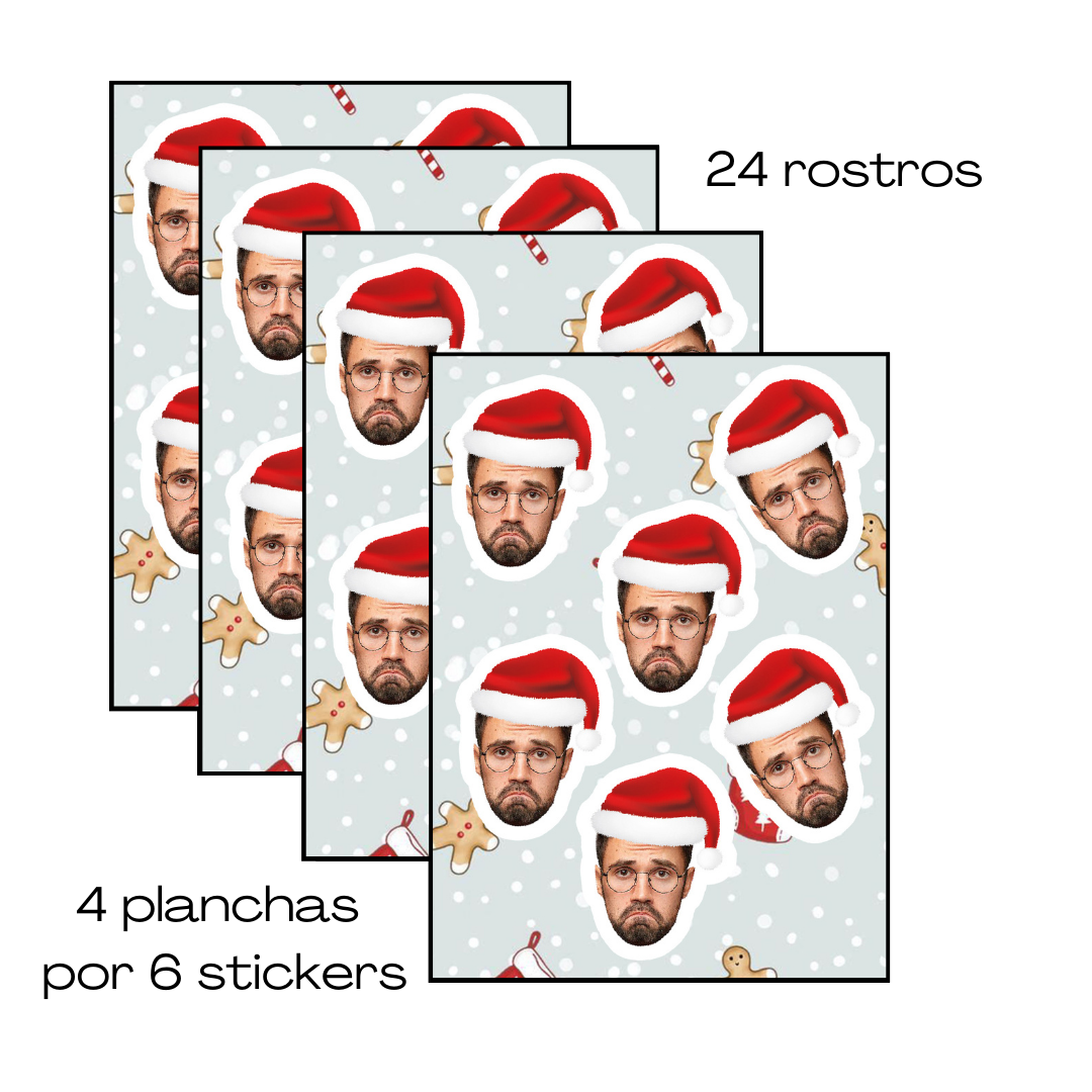 sticker personalizados rostros pegatinas navidad santa claus papa noel